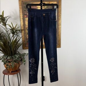Embellished Dark Blue Leggings XS